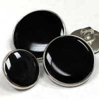 M-292-Silver with Black Epoxy Blazer Button - 3 Sizes
